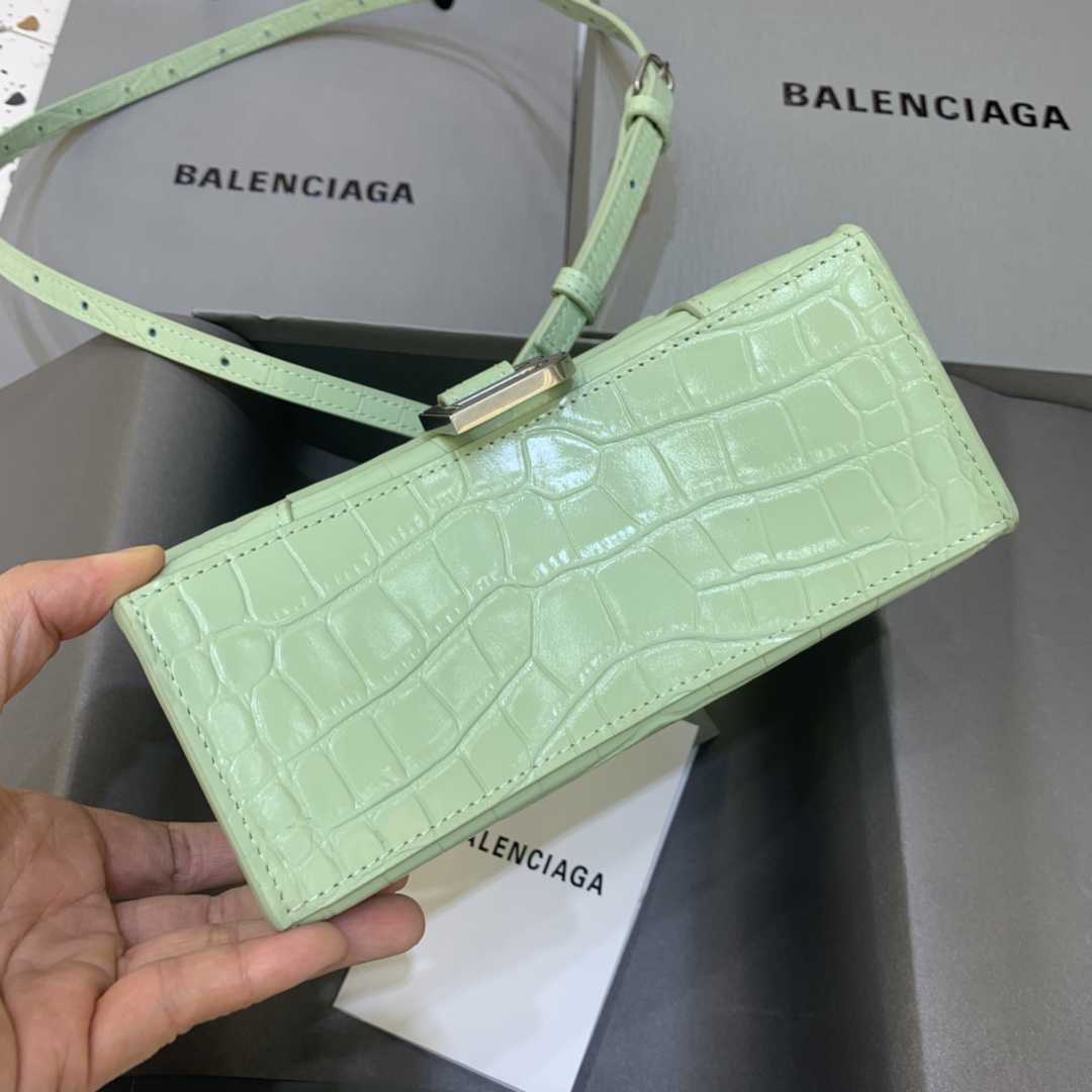 Balenciaga Hourglass XS Handbag Crocodile Embossed Shoulder Bag 